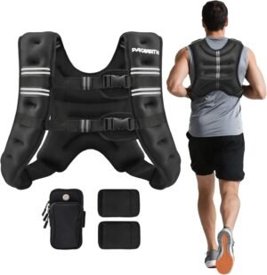 PACEARTH Weighted Vest,6lb/8lb/10lb/12lb/16lb/20lb/25lb/30lb Weight Vest with Reflective Stripe, Body Weight Vests for Women, Men, Weight Loss Workout, Strength Training, Running, Walking, Jogging