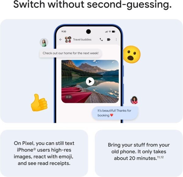 Google Pixel 10 - Unlocked Android Smartphone - Gemini AI Assistant - Advanced Triple Rear Camera, Fast-Charging 24+ Hour Battery, and 6.3" Actua Display - Indigo - 256 GB (2025 Model)