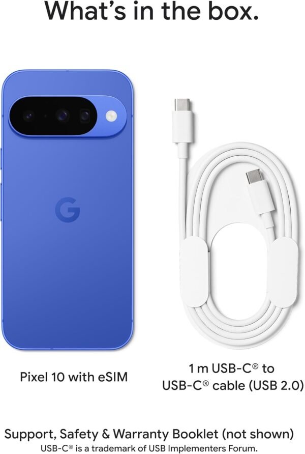 Google Pixel 10 - Unlocked Android Smartphone - Gemini AI Assistant - Advanced Triple Rear Camera, Fast-Charging 24+ Hour Battery, and 6.3" Actua Display - Indigo - 256 GB (2025 Model)