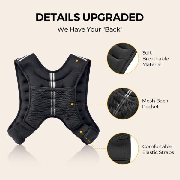 PACEARTH Weighted Vest,6lb/8lb/10lb/12lb/16lb/20lb/25lb/30lb Weight Vest with Reflective Stripe, Body Weight Vests for Women, Men, Weight Loss Workout, Strength Training, Running, Walking, Jogging