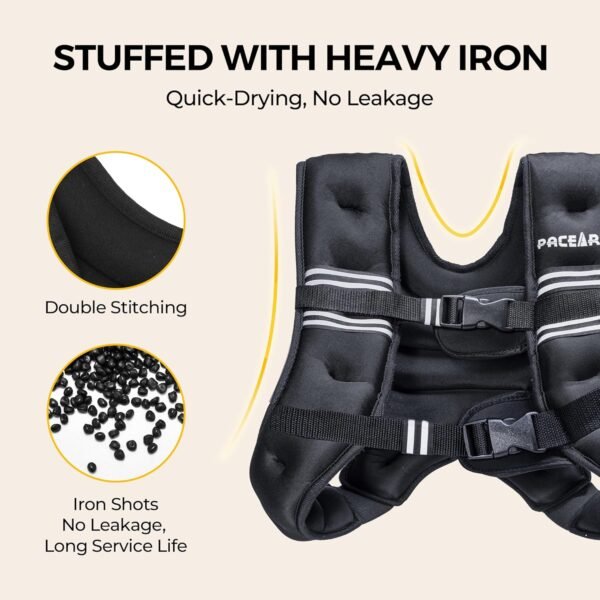 PACEARTH Weighted Vest,6lb/8lb/10lb/12lb/16lb/20lb/25lb/30lb Weight Vest with Reflective Stripe, Body Weight Vests for Women, Men, Weight Loss Workout, Strength Training, Running, Walking, Jogging