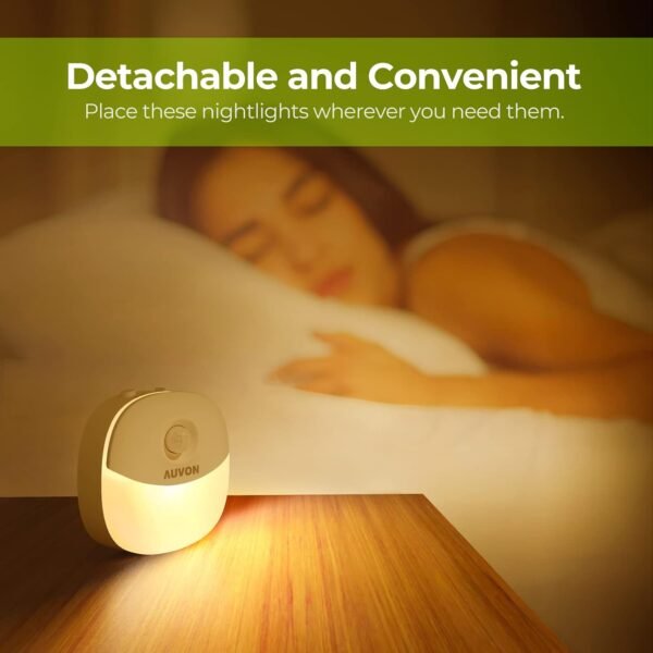 AUVON Rechargeable Battery Night Light, Motion & Dusk-Dawn Sensor, 4 Packs