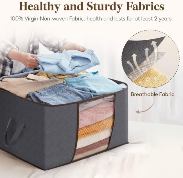 71DRGoxLm7L._AC_SL1500_.jpg Lifewit 90L Large Storage Bags, 6 Pack Closet Organizers and Storage, Clothes Storage Bins with Lids, Foldable Storage Containers with Reinforced Handles for Clothing, Blanket, Bedding, Comforter Gray