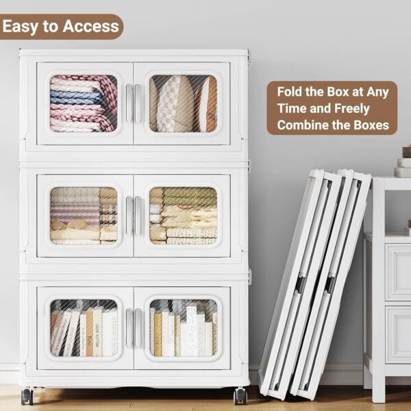 BROVIEW 450 Qt Extra Large Stackable Storage Bin with Lids, 3 Pack White
