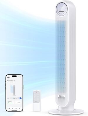 DREO Smart Tower Fan for Bedroom, 28ft/s Velocity, 8 Speeds bedroom