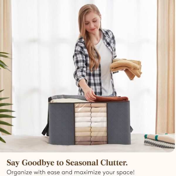 71O9syHnzfL._AC_SL1500_.jpg Lifewit 90L Large Storage Bags, 6 Pack Closet Organizers and Storage, Clothes Storage Bins with Lids, Foldable Storage Containers with Reinforced Handles for Clothing, Blanket, Bedding, Comforter Gray