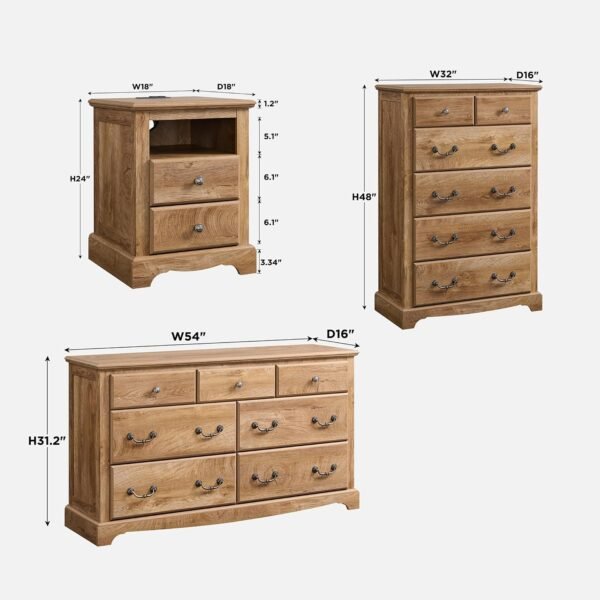 T4TREAM Farmhouse 4 Piece Bedroom Set with Dressers & Nightstands