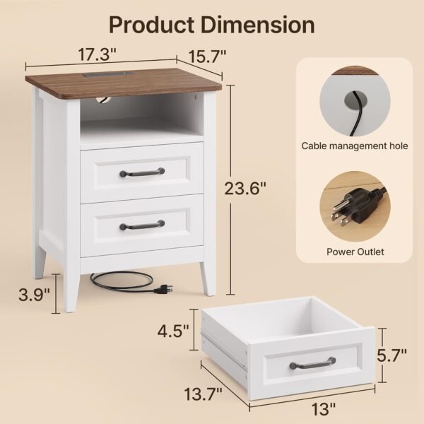 Gizoon 3 PC Bedroom Set, 2 Nightstands with Charging Station & Dresser