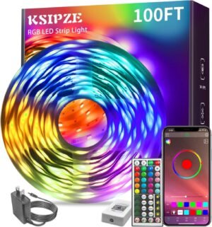KSIPZE 100ft Led Strip Lights RGB Music Sync Color Changing bedroom