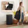 Lifewit 105L Large Laundry Basket with Lid, Removable Bags, Black