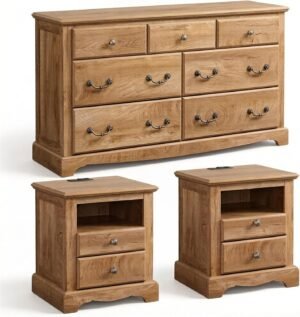 T4TREAM Farmhouse 3 Piece Bedroom Set with Dressers & Nightstands bedroom set