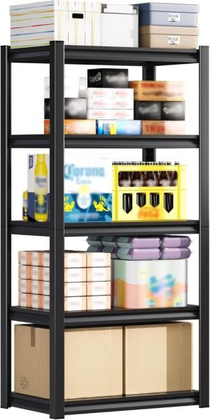 OLLRRACT Metal Storage Shelves, 27.5"x15"x58.7", 5-Tier Utility Shelf home storage rack