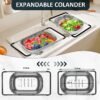 81-OWAYjMbL._AC_SL1500_.jpg Over the Sink Colander - Strainers and Colanders - Sink Strainer Basket - Expandable Fine Mesh Strainer with Rubber Grip for Veggie, Fruits, Pasta, Home Kitchen Essentials (9.5W x 13.4-21.3L x 3.3H)