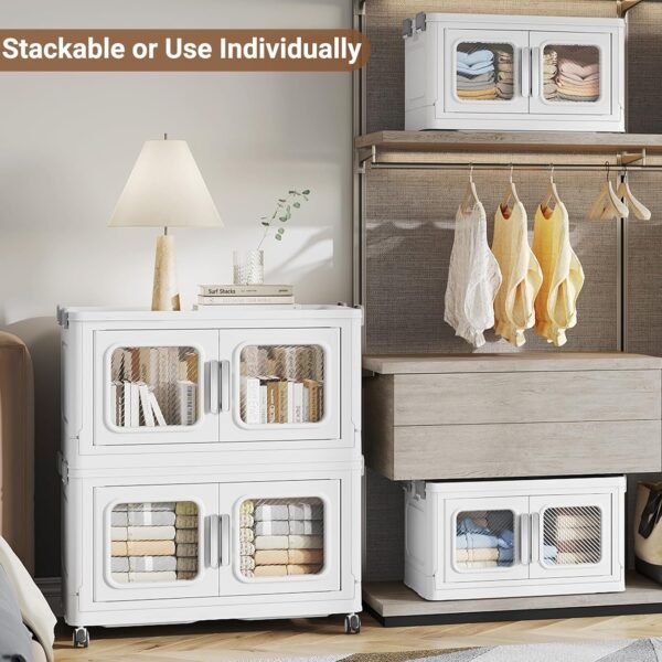 BROVIEW 450 Qt Extra Large Stackable Storage Bin with Lids, 3 Pack White