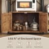 Bakers Rack with Power Outlets, Coffee Bar with Storage Cabinet & LED Light