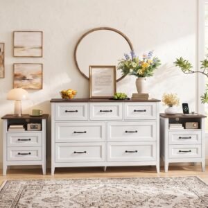 Gizoon 3 PC Bedroom Set, 2 Nightstands with Charging Station bedroom set