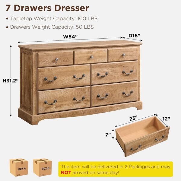 T4TREAM Farmhouse 3 Piece Bedroom Set with Dressers & Nightstands