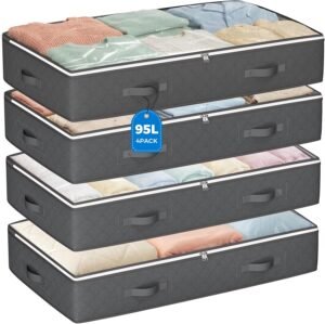 Budding Joy 95L Under Bed Storage Containers, 4 Pack Closet home storage ideas
