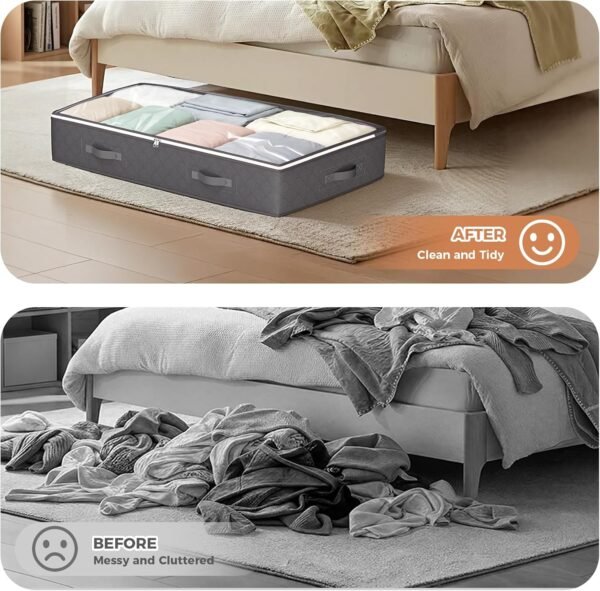 Budding Joy 95L Under Bed Storage Containers, 4 Pack Closet Organizers Grey