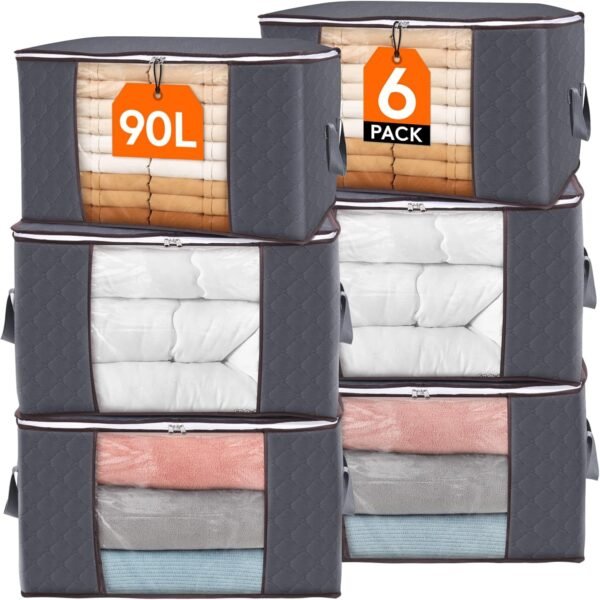 Lifewit 90L Large Storage Bags, 6 Pack Closet Organizers and home storage