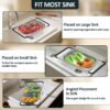 81uusRvS7zL._AC_SL1500_.jpg Over the Sink Colander - Strainers and Colanders - Sink Strainer Basket - Expandable Fine Mesh Strainer with Rubber Grip for Veggie, Fruits, Pasta, Home Kitchen Essentials (9.5W x 13.4-21.3L x 3.3H)