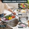 81vRSzAr2TL._AC_SL1500_.jpg Over the Sink Colander - Strainers and Colanders - Sink Strainer Basket - Expandable Fine Mesh Strainer with Rubber Grip for Veggie, Fruits, Pasta, Home Kitchen Essentials (9.5W x 13.4-21.3L x 3.3H)