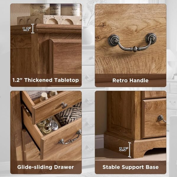 T4TREAM Farmhouse 4 Piece Bedroom Set with Dressers & Nightstands